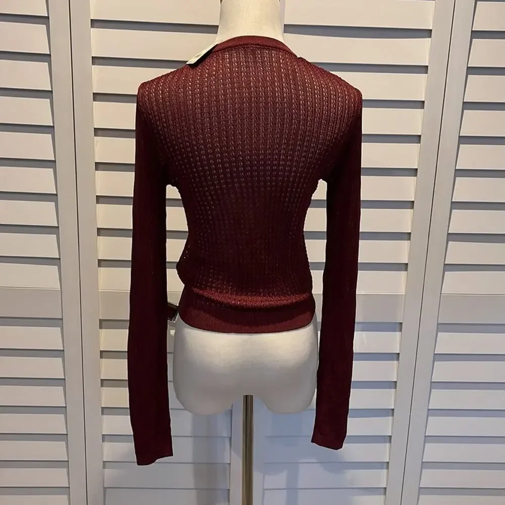 Free People NWT H20 Crew Pull Over Raw Garnet Knit Top